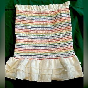 Strapless peplum multi-colored top